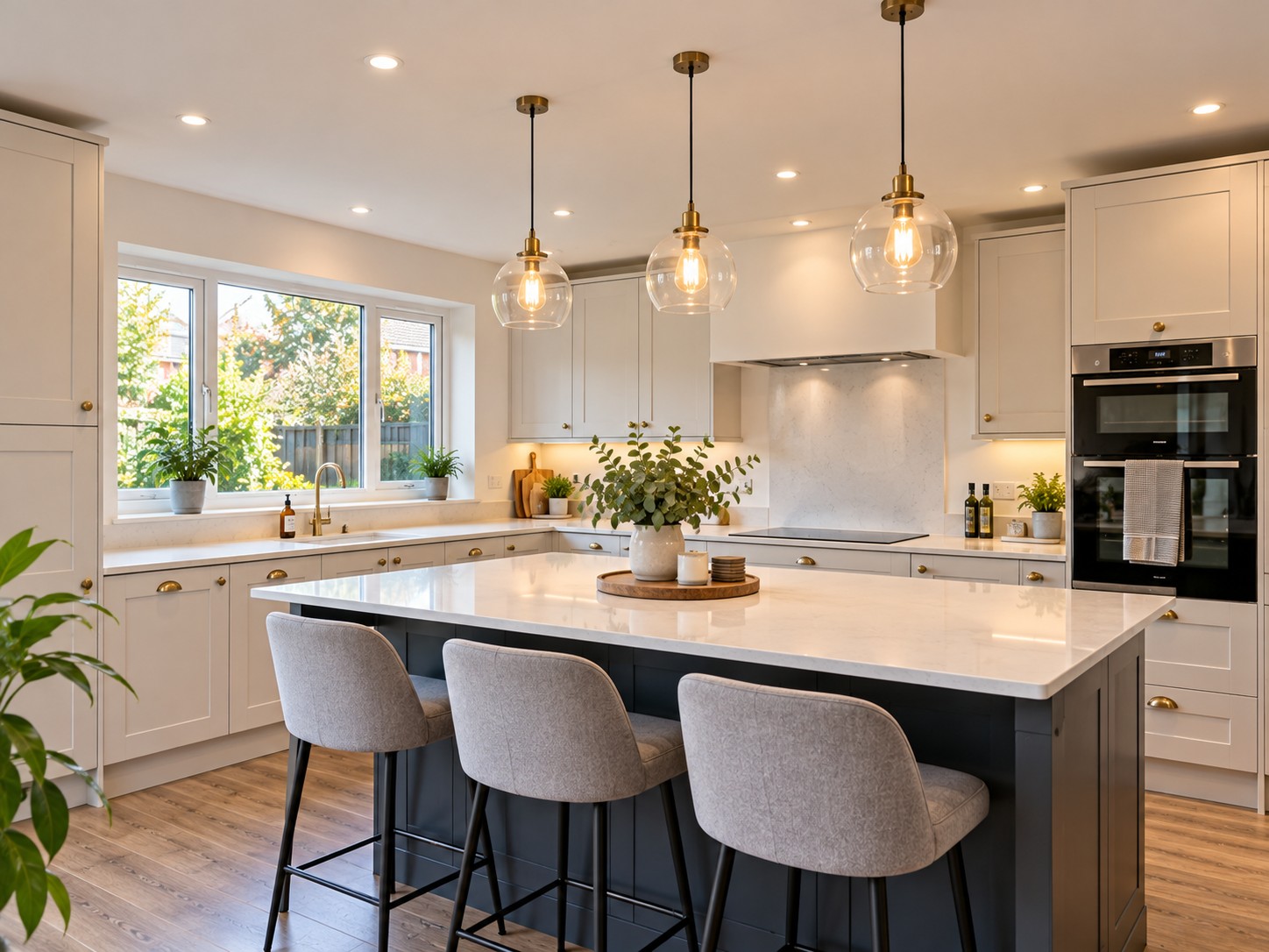 Kitchen with modern LED downlights